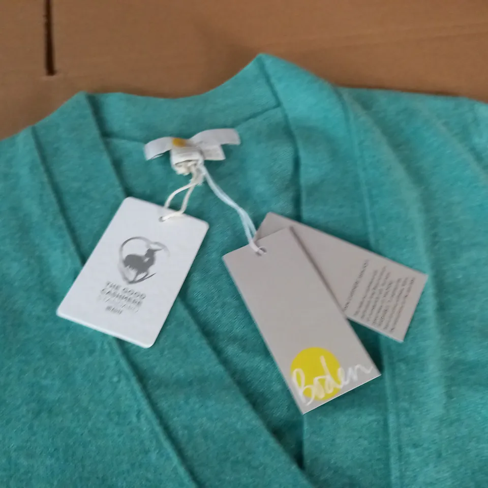 GOOD CASHMERE BODEN GREEN CARDIGAN - UK 12