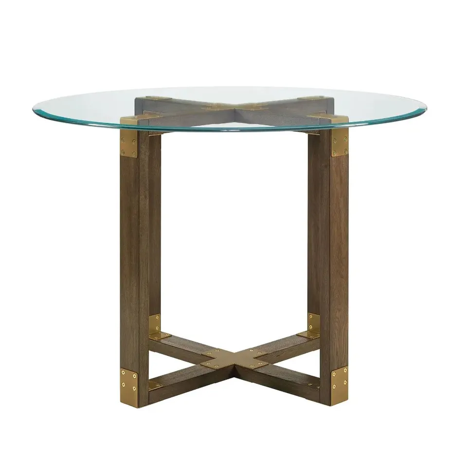 BOXED DOREL BRONX DINING TABLE WITH GLASS TOP (1 BOX)