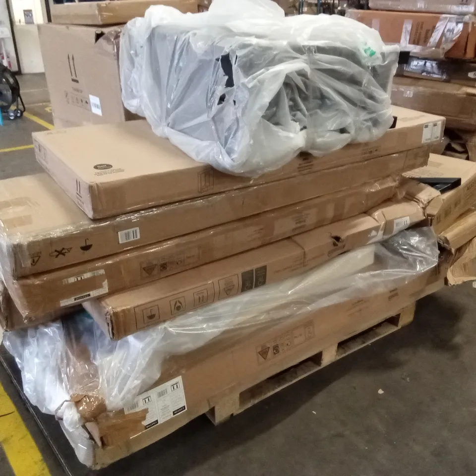 PALLET OF ASSORTED INCOMPLETE DESIGNER FURNITURE PARTS AND PIECES 