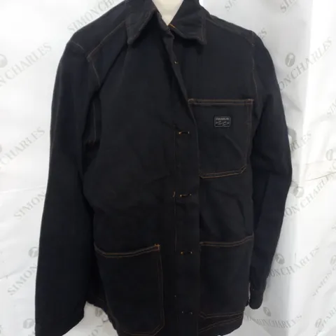 PULL&BEAR QUILTED DENIM JACKET IN BLAC SIZE L