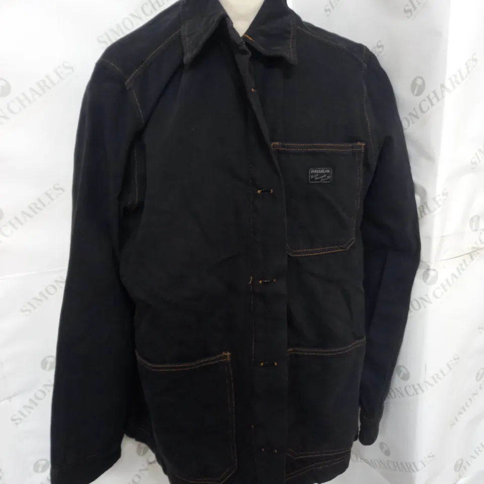 PULL&BEAR QUILTED DENIM JACKET IN BLAC SIZE L