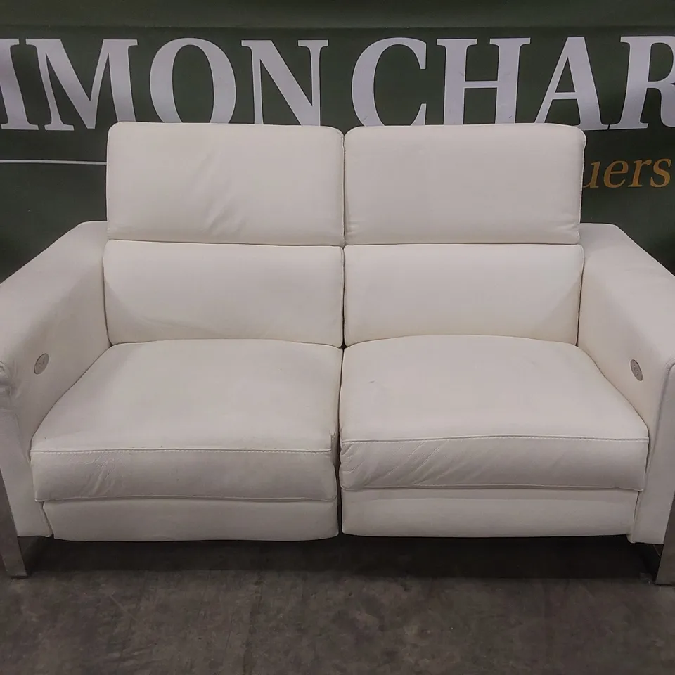 QUALITY DESIGNER ITALIAN MADE ASHLEY 2 SEATER ELECTRIC RECLINER LEATHER SOFA 