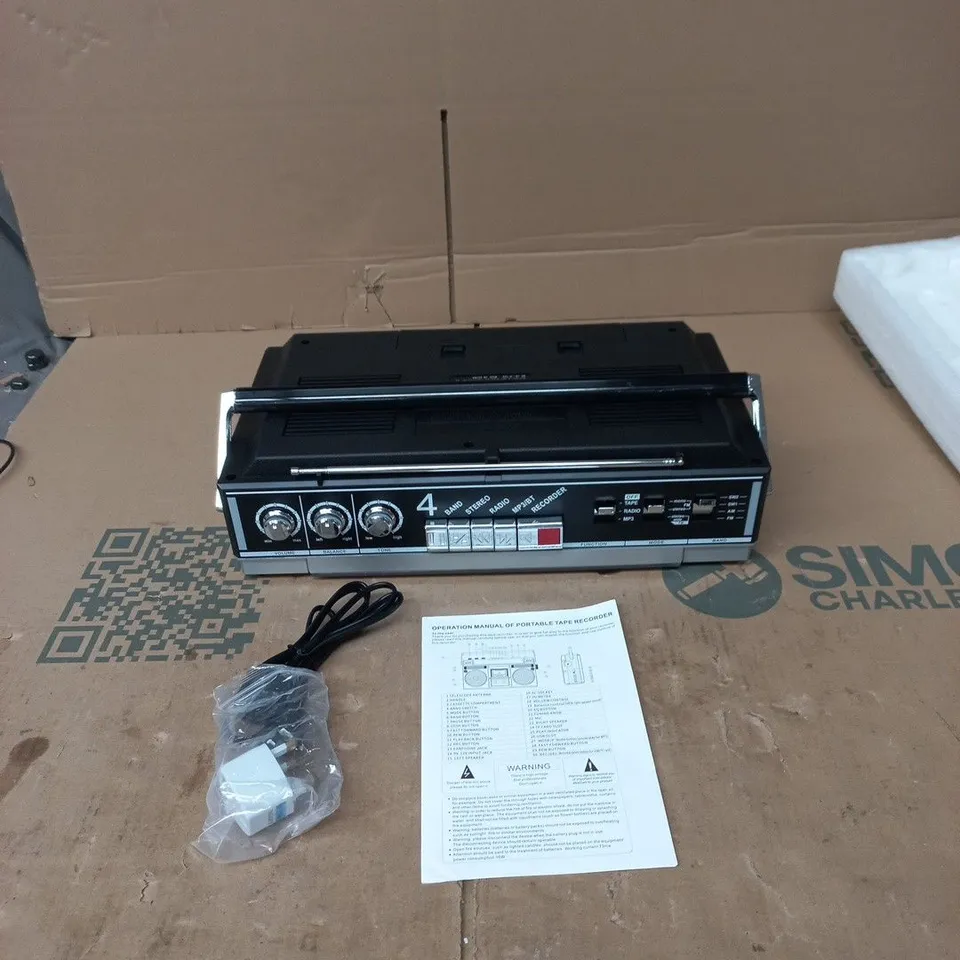 4-BAND RADIO CASSETTE RECORDER WITH MP3/BT PLAYBACK – BOOMBOX 