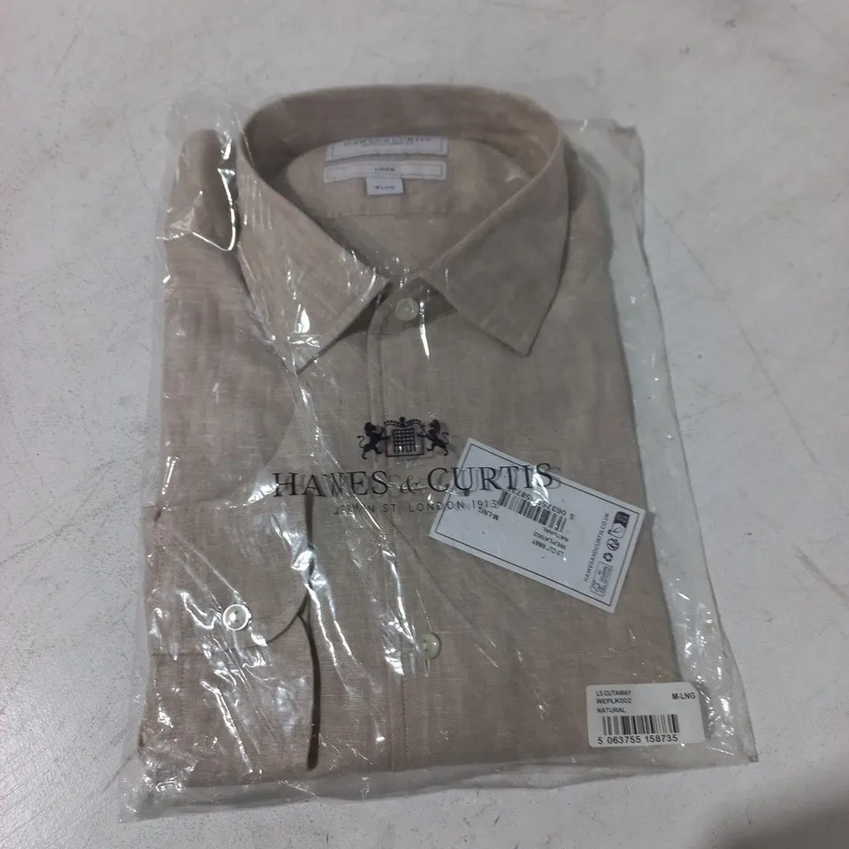 BAGGED HAWES & CURTIS LONG SLEEVE CUTAWAY SHIRT IN NATURAL - M LONG