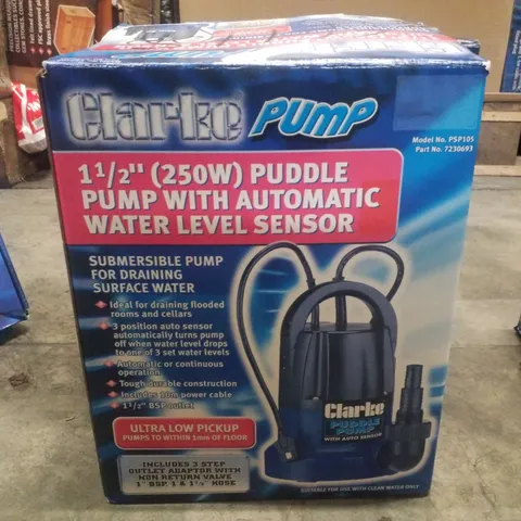 BOXED CLARKE PSP125B 1½" 400W 116LPM 7M HEAD PUDDLE PUMP WITH AUTO SENSOR (230V)