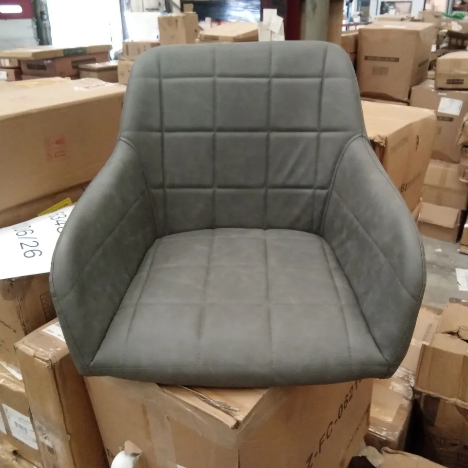 BOXED SET OF 2 GREY FAUX LEATHER DINING CHAIRS 