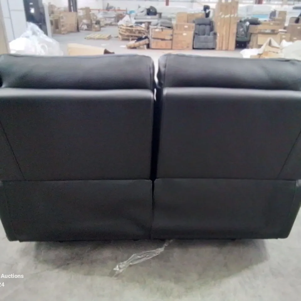 QUALITY DESIGNER 2 SEATER BLACK FAUX LEATHER UPHOLSTERED RECLINER SOFA 