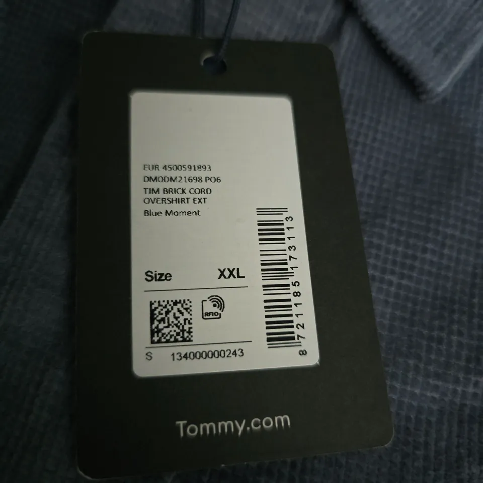 TOMMY HILFIGER CORD OVERSHIRT – NAVY CORD, CHEST LOGO PATCH, UK SIZE XXL