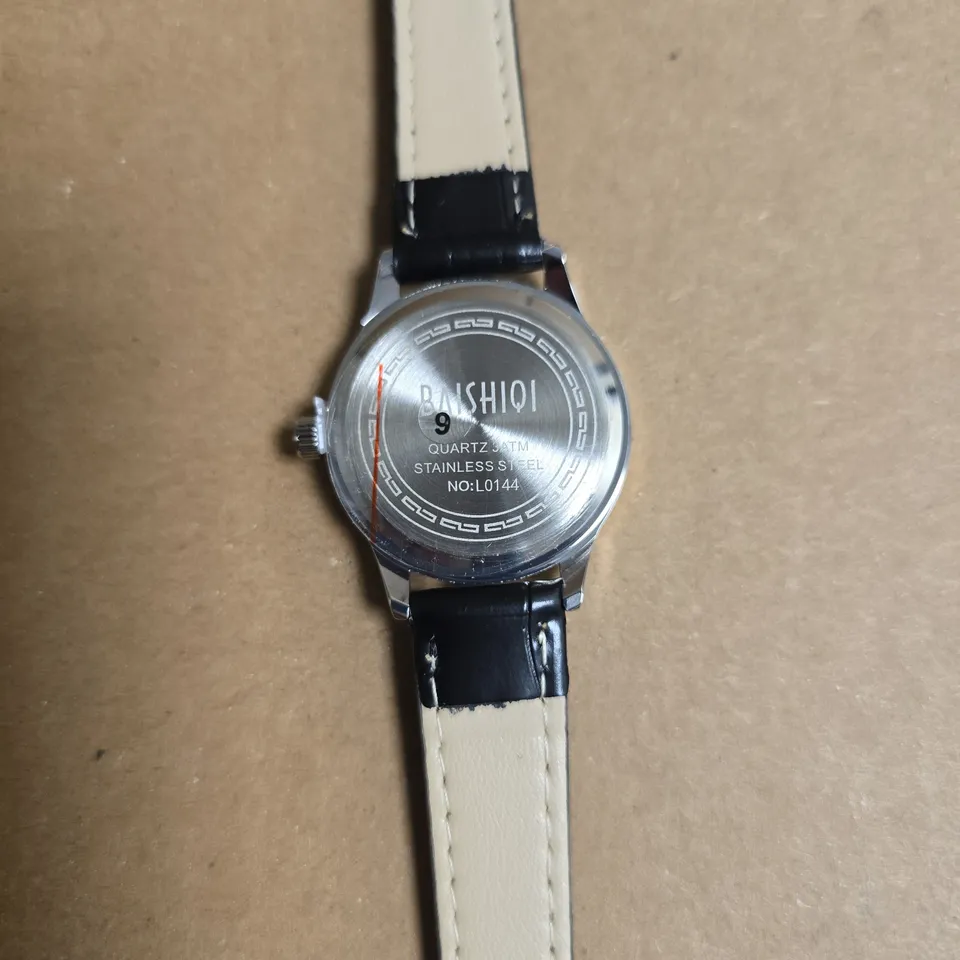 BAISHIQI STAINLESS STEEL LADIES WATCH WITH BLACK STRAP