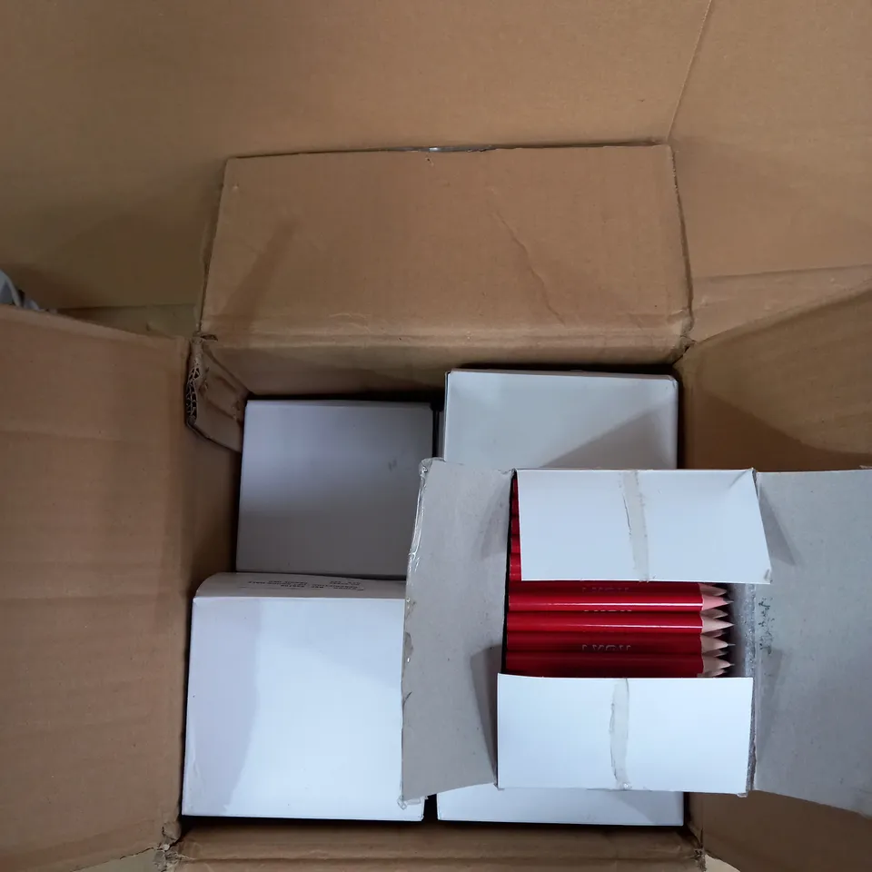 LOT OF APPROXIMATELY 8 BOXES (250 PER BOX) OF HF1 ROUND HALF PENCILS - RED