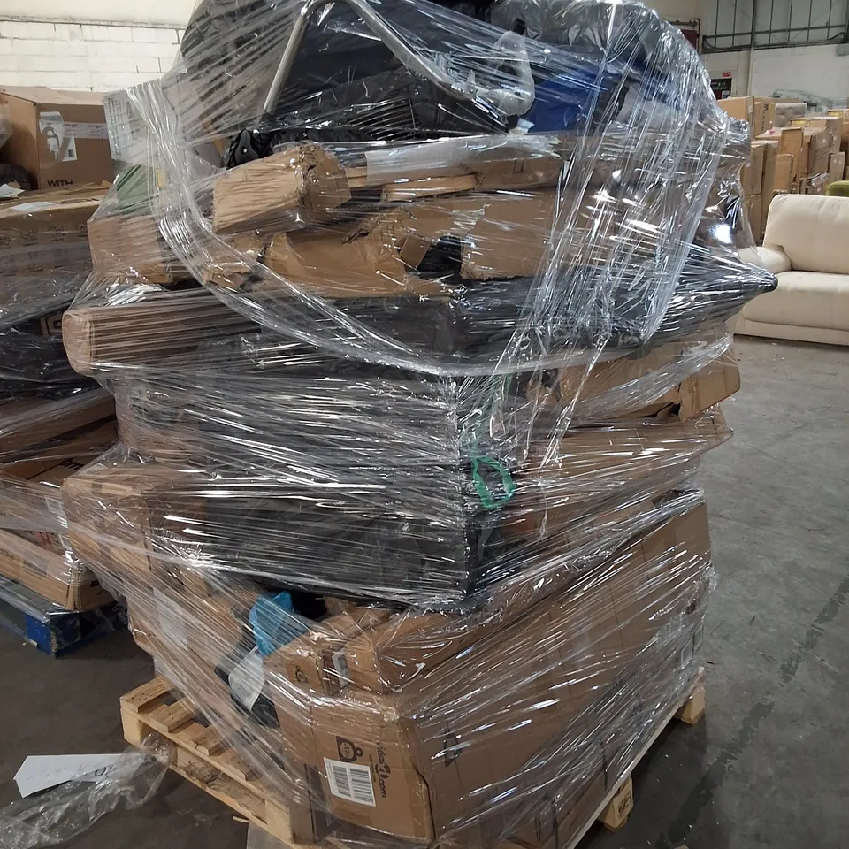PALLET CONTAINING ASSORTED PRODUCTS INCLUDING FLOOR FAN, GAMING CHAIRS & ELECTRIC CUTTING SHREDDER