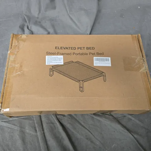 BOXED ELEVATED STEEL-FRAMED PORTABLE PET BED