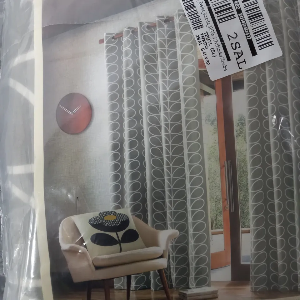 LINEAR STEM LINED EYELET CURTAINS  RRP £56