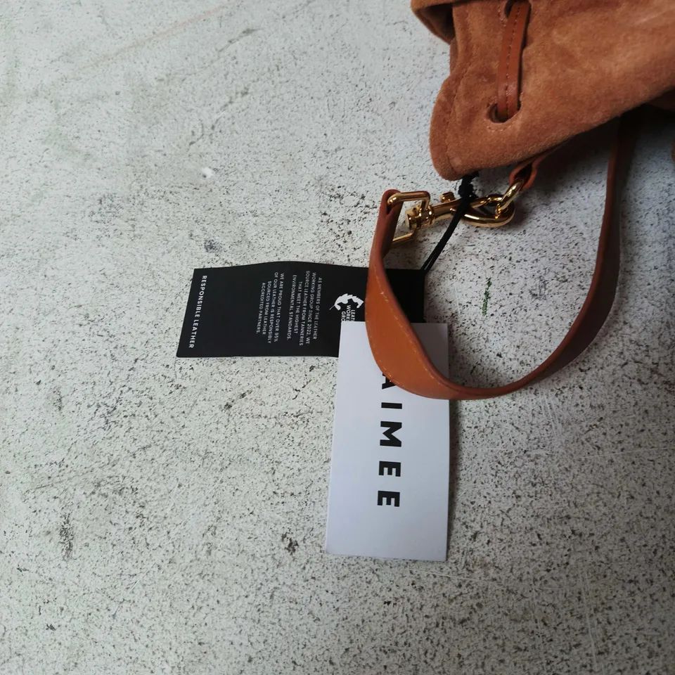 AIMEE SUEDE LEATHER SHOULDER BAG – BROWN WITH FRONT POCKETS