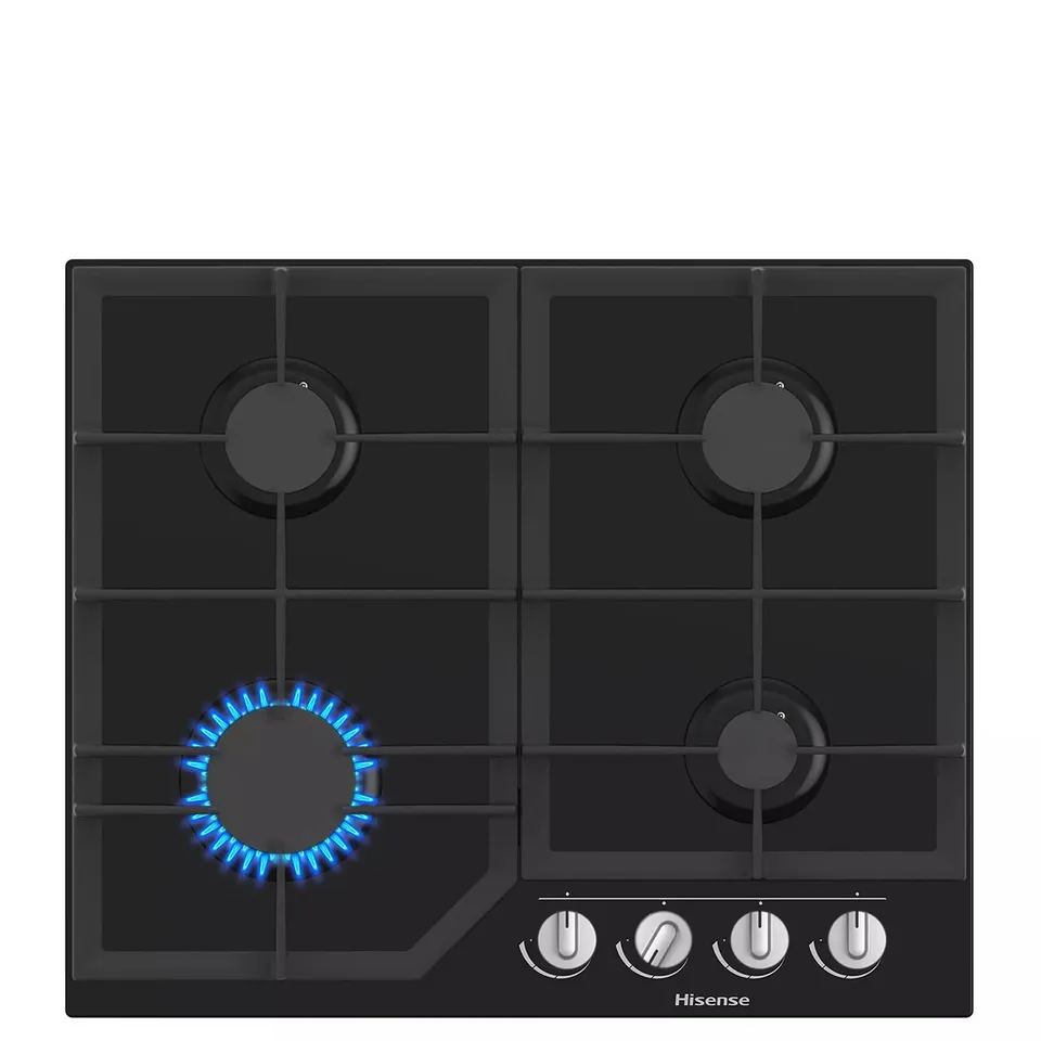 HISENSE GG643B 4 BURNER GAS HOB IN BLACK, GLASS TOP - COLLECTION ONLY