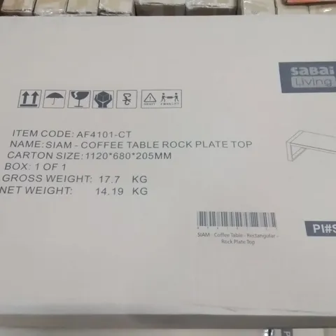 BOXED SIAM RECTANGULAR COFFEE TABLE ROCK PLATE TOP