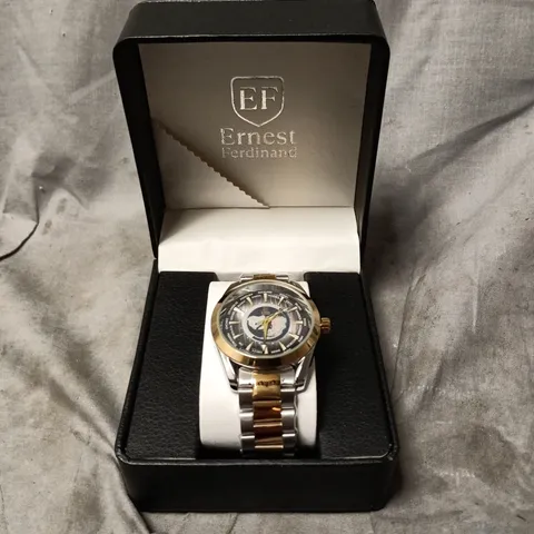 ERNEST FERDINAND WATCH – GLOBAL DIAL – STAINLESS STEEL TWO TONE STRAP – 3ATM WATER RESISTANT - GIFT BOX