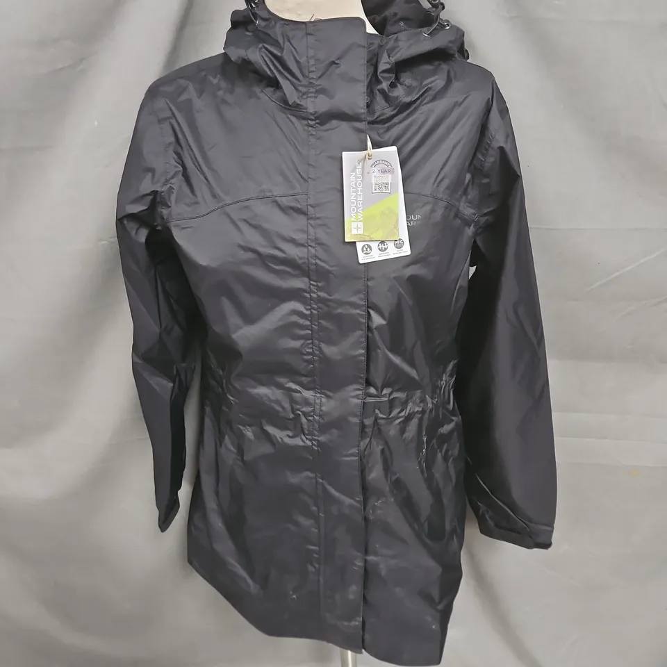 MOUNTAIN WAREHOUSE TORRENT LONGLINE LIGHTWEIGHT WATERPROOF WOMENS JACKET IN BLACK SIZE 10