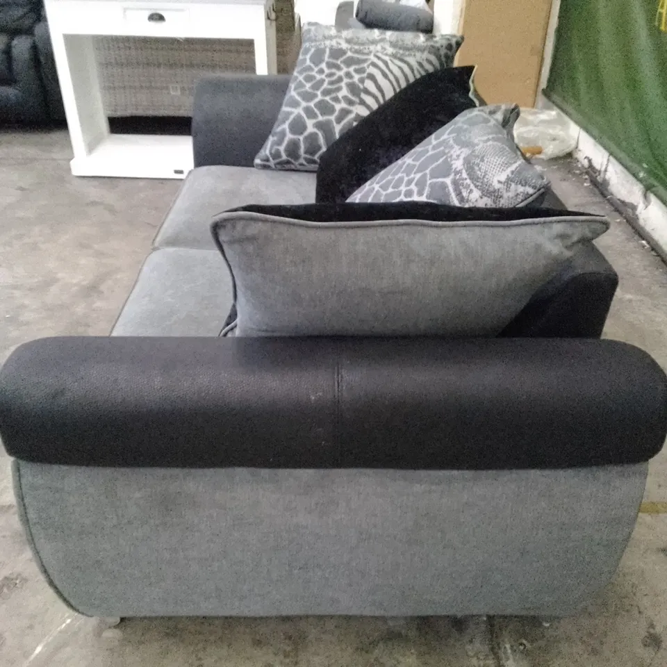 QUALITY DESIGNER 2 SEATER SOFA - GREY/BLACK FABRIC 