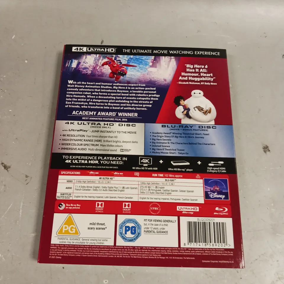 SEALED BIG HERO 6 ULTRA HD BLU-RAY 