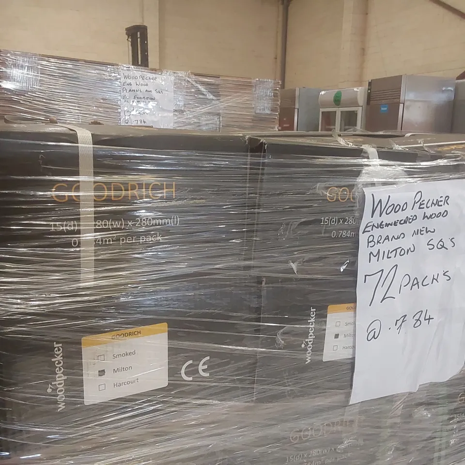 PALLET CONTAINING APPROXIMATELY 72x PACKS OF BRAND NEW WOOD DECKER ENGINEERED WOOD MILTON SQ'S - 0.784m² PP