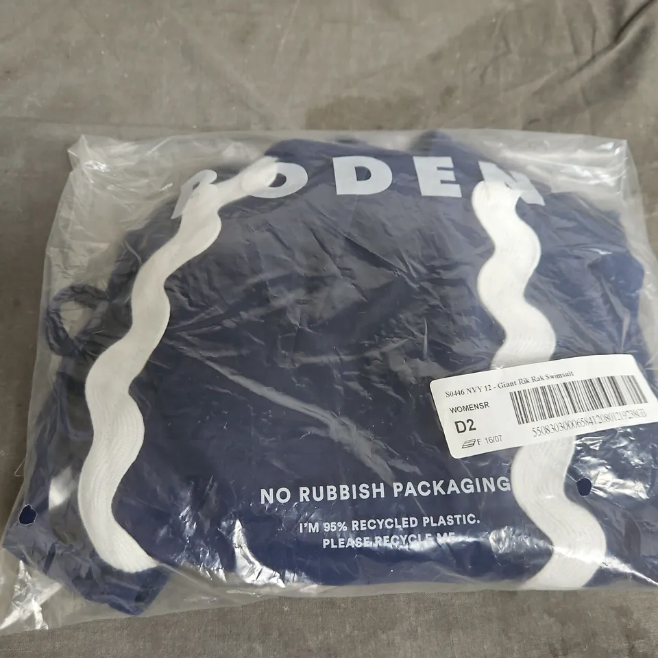 BODEN GIANT RIK RAK SWIMSUIT – WOMEN'S NAVY, SIZE 12