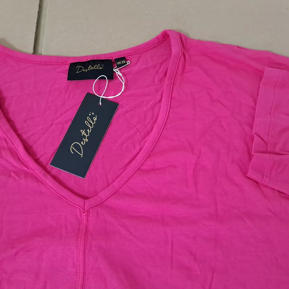 LOT OF 5 BRAND NEW DESTELLO V-NECK PINK TOPS - UK 20