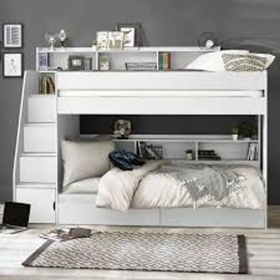BOXED JULIAN BOWEN CAMELOT STAIRCASE BUNK - WHITE (5 BOXES)
