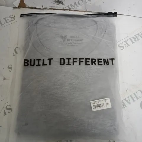 BUILT DIFFERENT LIGHT GREY T-SHIRT SIZE 2XL 