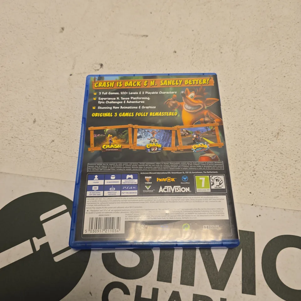CRASH BANDICOOT N. SANE TRILOGY – PS4 (ORIGINAL 3 GAMES REMASTERED)
