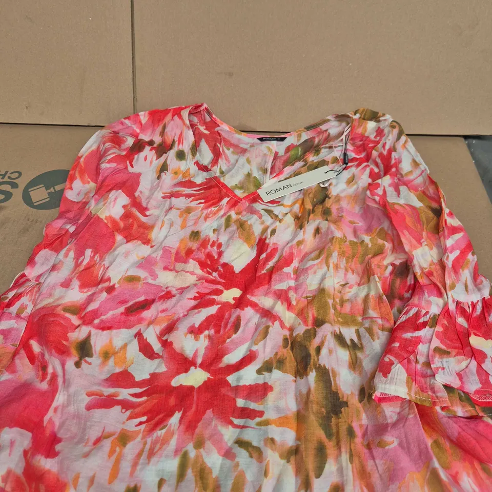 ROMAN FLORAL PINK DRESS, UK 18