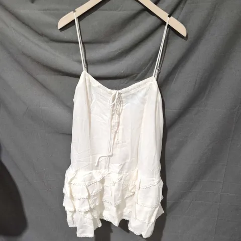 ZARA WHITE TIERED SLIP DRESS, SIZE M