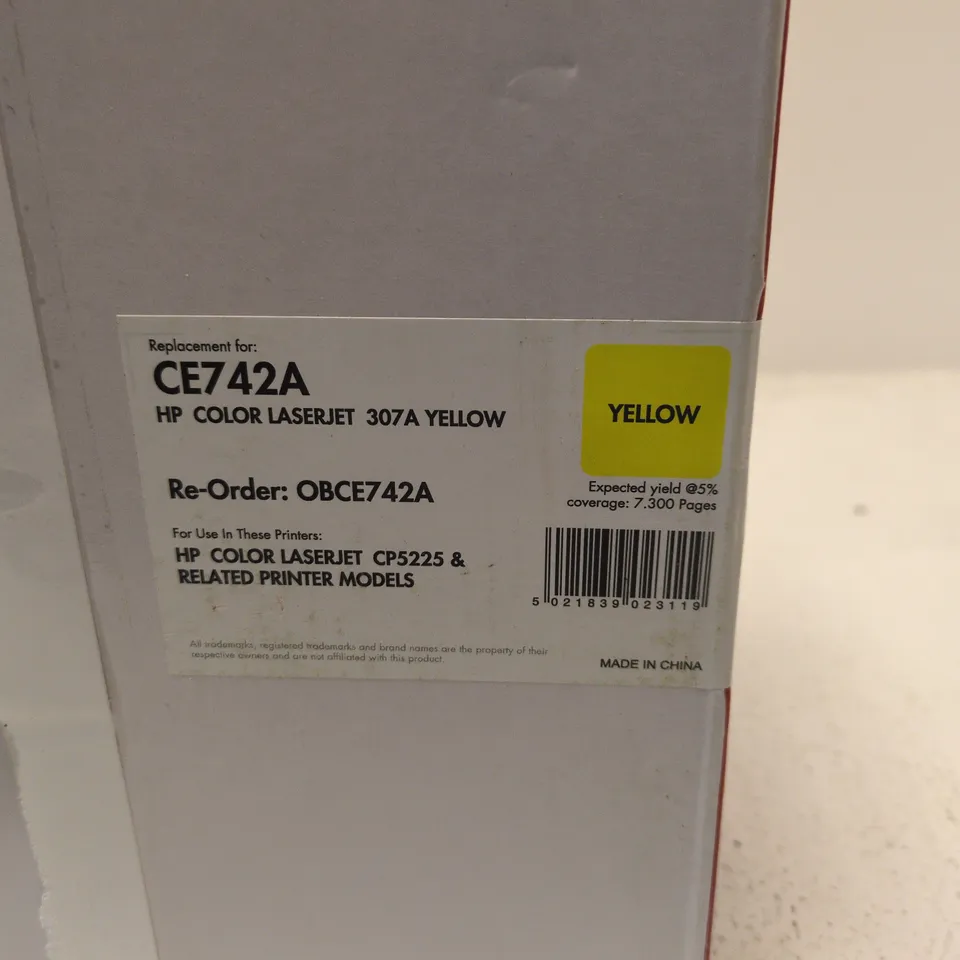 HP CE742A YELLOW TONER CARTRIDGE FOR COLOR LASERJET CP5225/307A (Q-CONNECT)