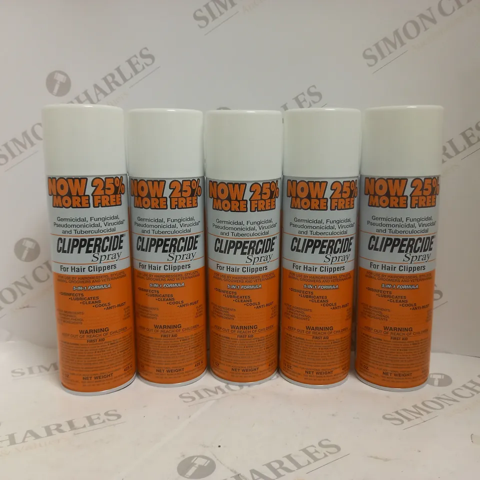 BOX OF APPROX 10 ASSORTED AEROSOLS TO INCLUDE - CLIPPERCIDE SPRAY FOR HAIR CLIPPERS 5 IN 1 FORMULA