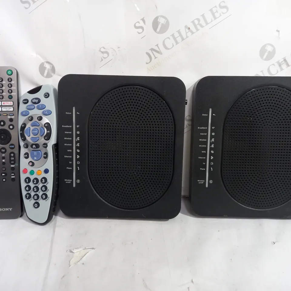 BOX OF APPROXIMATELY 5ASSORTED ITEMS TO INCLUDE - SKY REMOTE - SONY REMOTE - COMMWORX WIFI BOX ECT