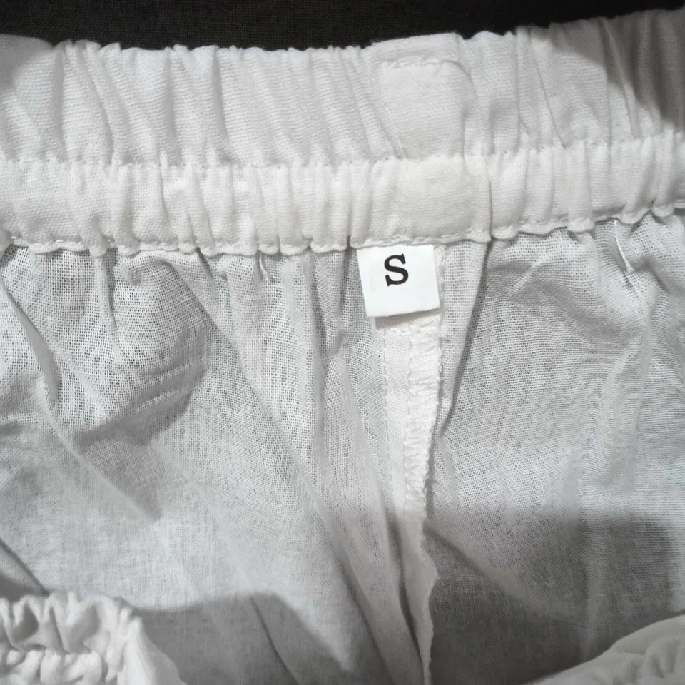 YHWM WHITE DRAWSTRING TROUSERS, SIZE S