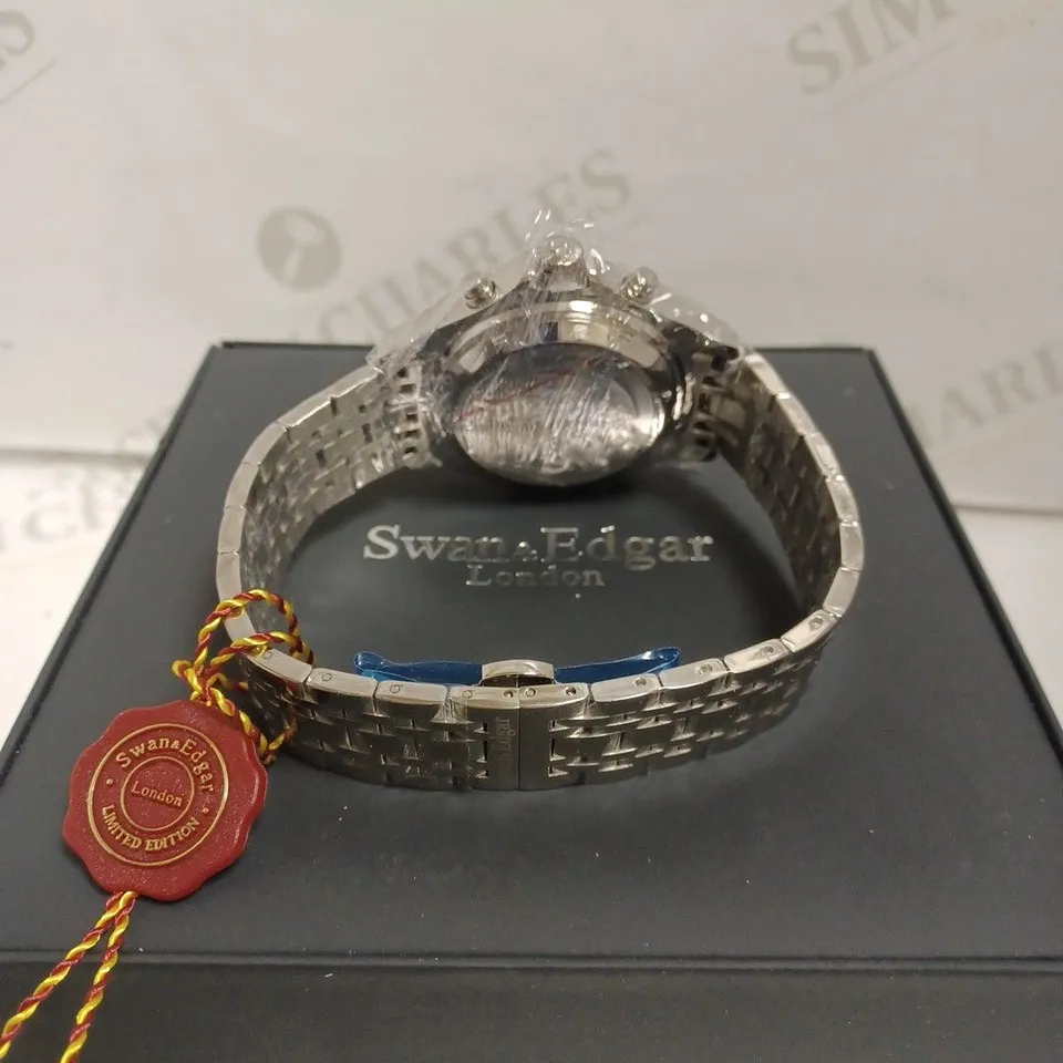 BOXED SWAN AND EDGAR LIMITED EDITION WATCH - MECHANICAL QUARTZ - WORLD TIMER - STAINLESS STEEL - WATER RESISTANT 3 ATM.