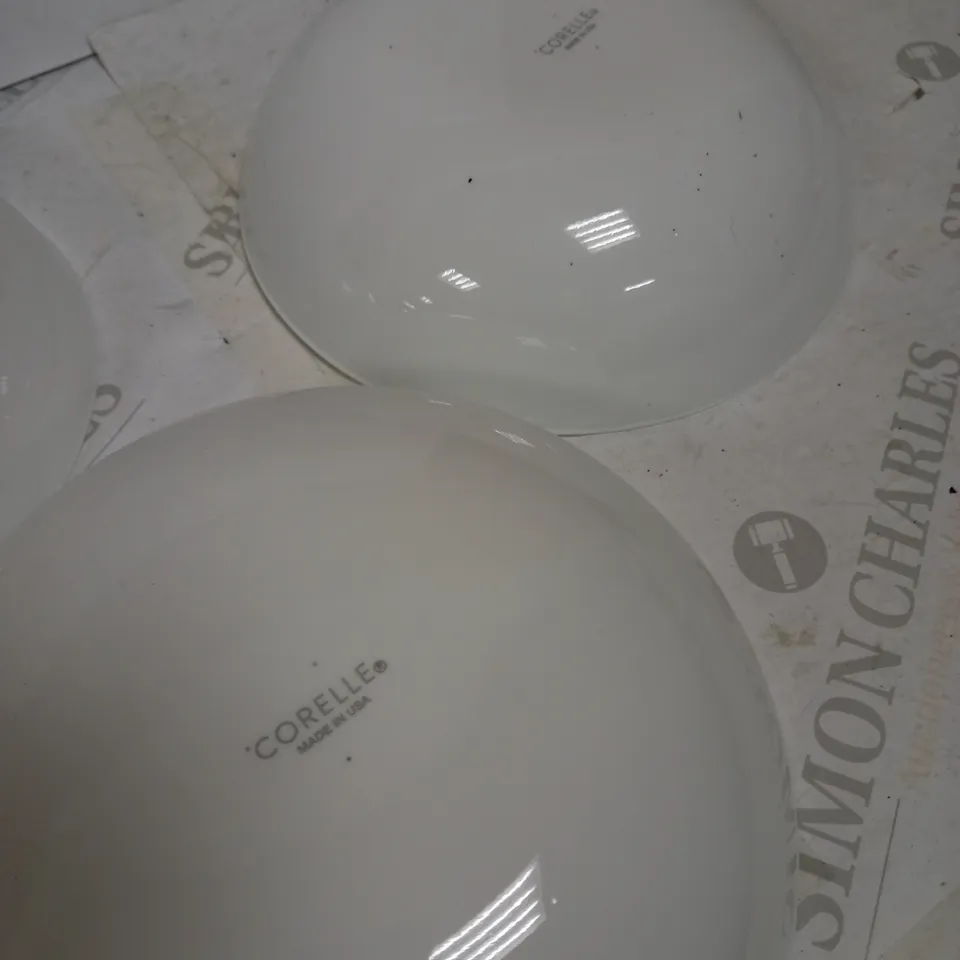 CORELLE VITRELLE GLASS DINNERWARE 3 WHITE BOWLS 