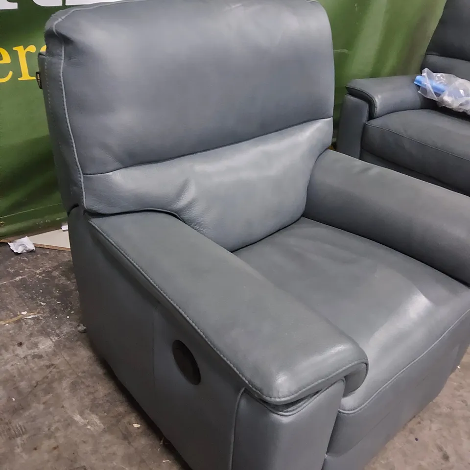 QUALITY ITALIAN DESIGNER JULIA POWER RECLINING EASY CHAIR GREY LEATHER 