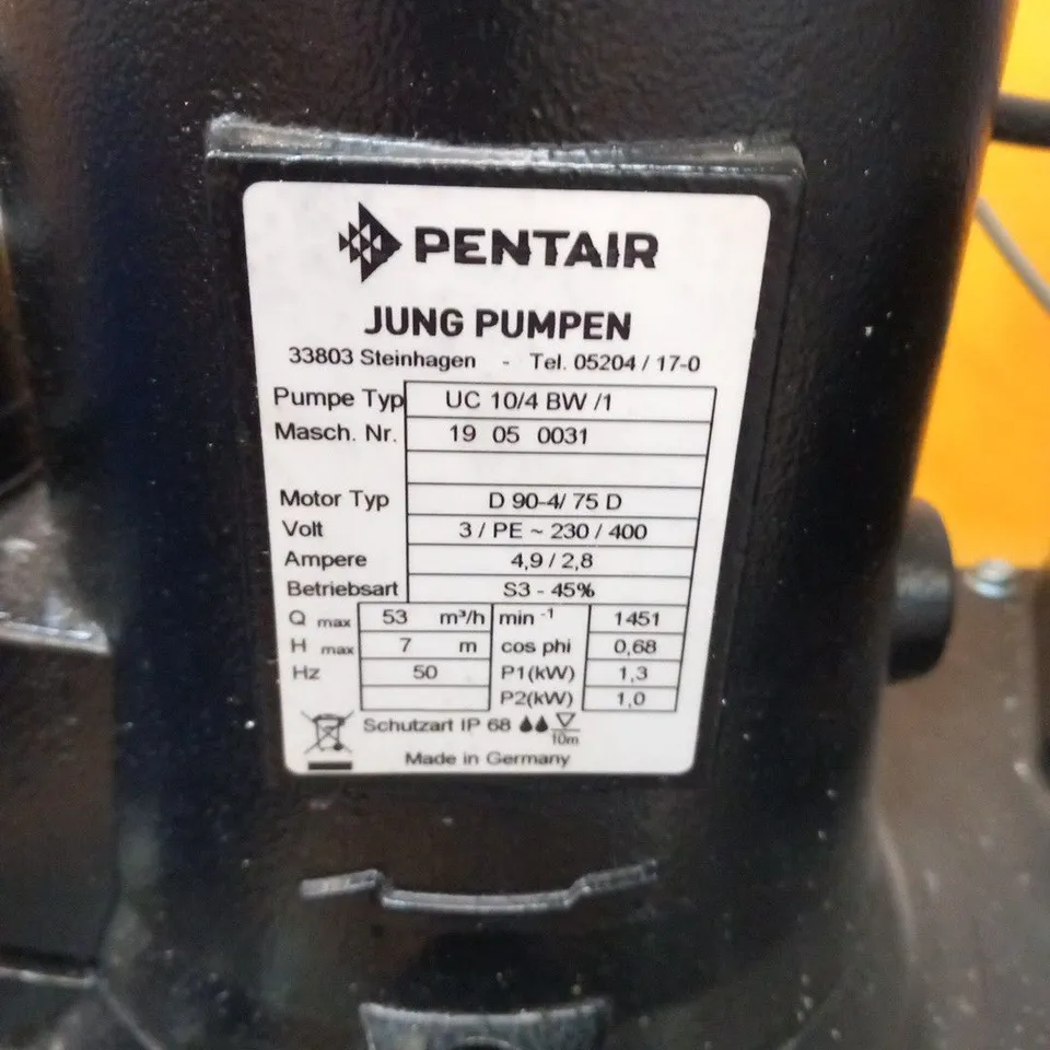 PENTAIR JUNG PUMPEN UC 10/4 BW/1 SEWAGE LIFTING STATION