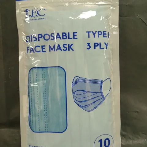 BOX OF APPROXIMATELY 90 PACKS OF DISPOSABLE FACE MASKS (10 PER PACK)