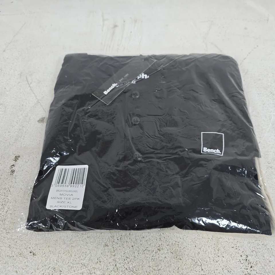 BAGGED BENCH MOVIA MENS TEE 2 PACK (BLACK/STONE) - XL