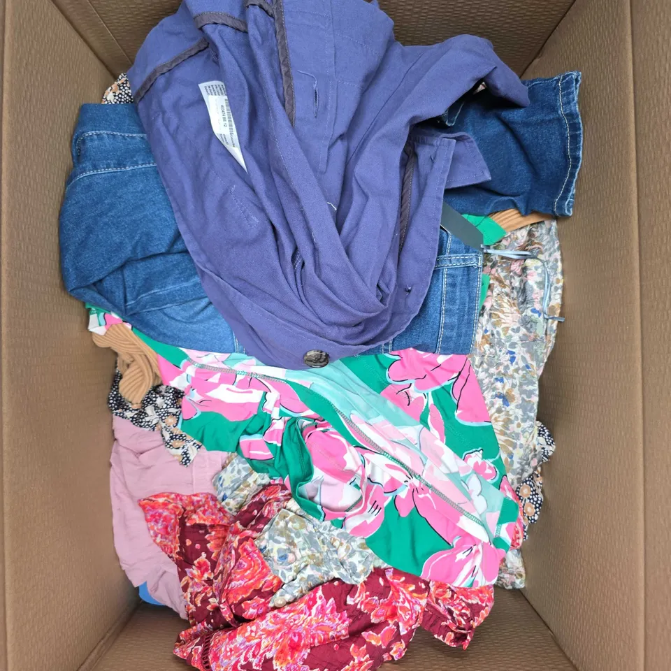 APPROXIMATELY 20 ASSORTED WOMENS CLOTHING PRODUCTS IN VARIOUS BRANDS TO INCLUDE DRESSES, JUMPERS, PANTS ETC 