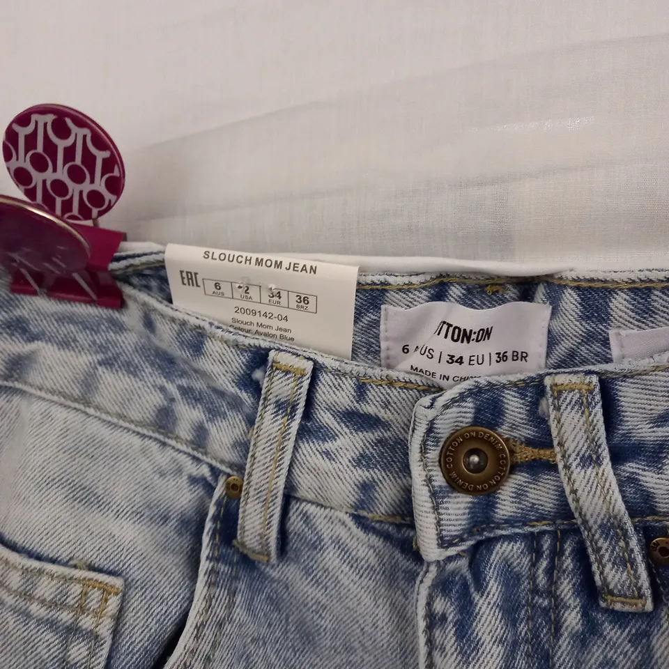 BOX OF APPROX 16 COTTON ON SLOUCH MOM JEANS IN AVALON BLUE - EU 34