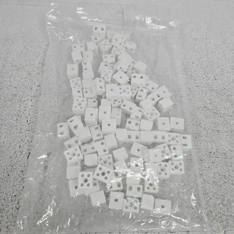 CERAMIC CONNECTOR BLOCKS, 2-WAY, 32A – BULK PACK (BAG OF SMALL WHITE BLOCKS)
