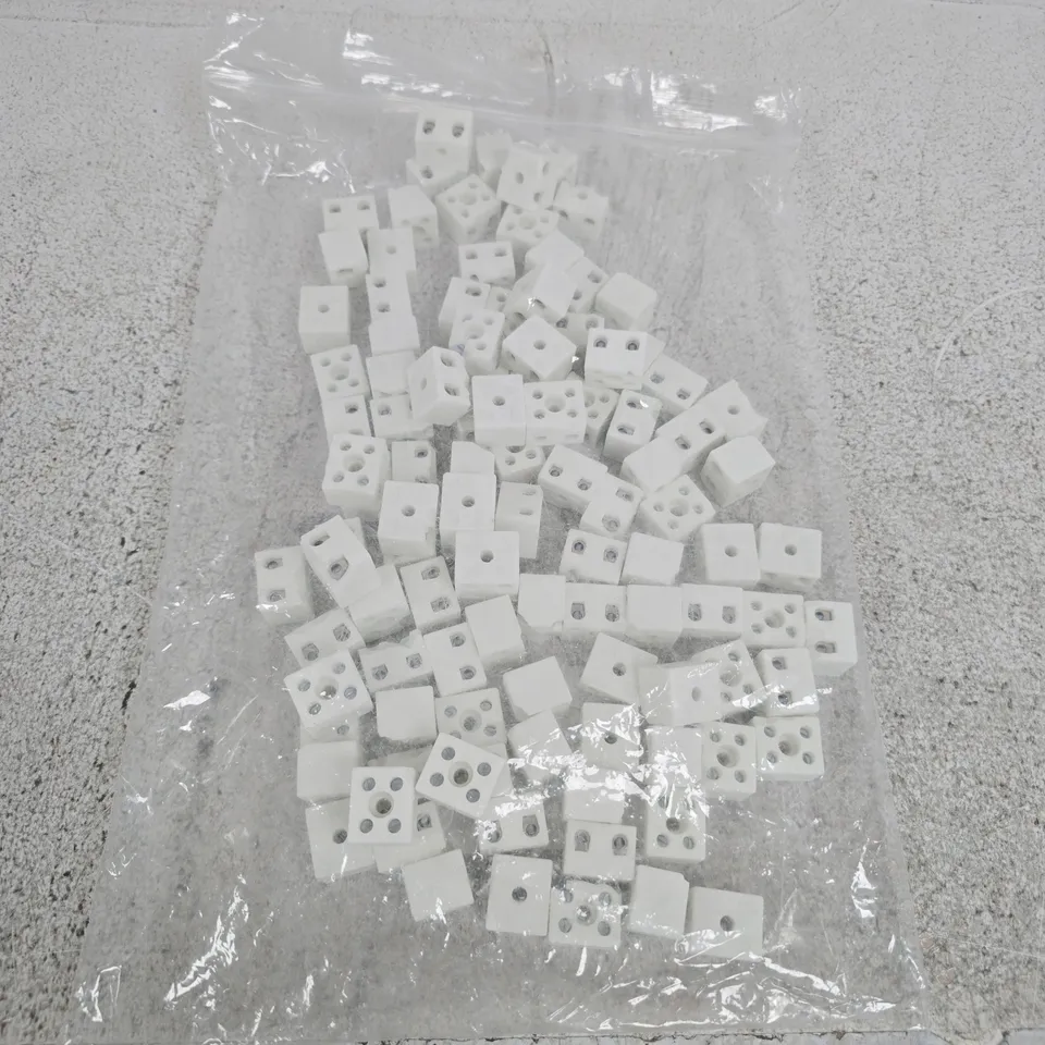CERAMIC CONNECTOR BLOCKS, 2-WAY, 32A – BULK PACK (BAG OF SMALL WHITE BLOCKS)