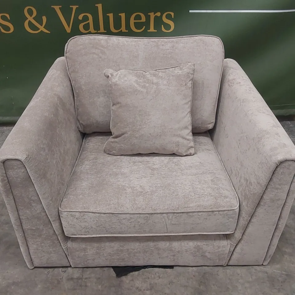 DESIGNER FABRIC UPHOLSTERED ARMCHAIR 