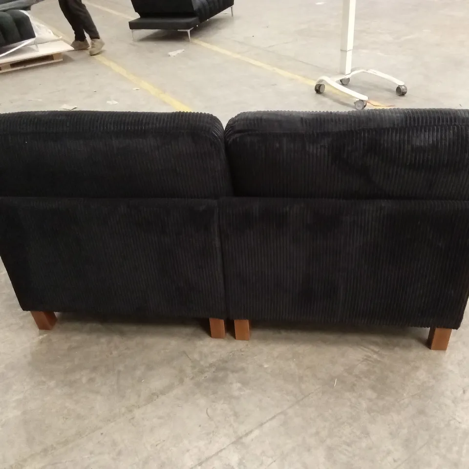 DESIGNER BLACK CORDUROY FABRIC ARMLESS SOFA