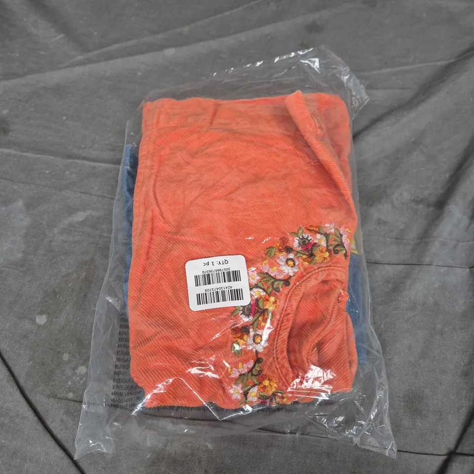 H&M orange top + Boden denim pinafore dress set, kids, UK 4-5 (EU 110)