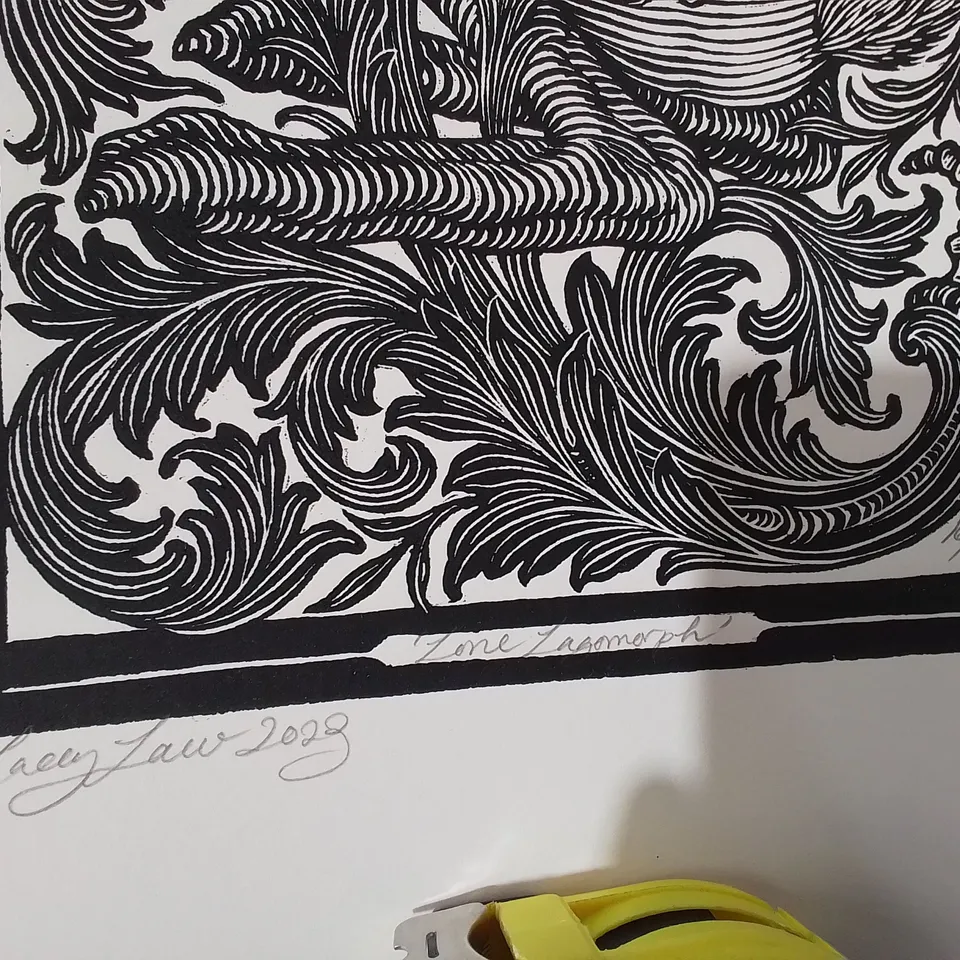 'LONE LAGOMORPH' WOODBLOCK PRINT- LACEY LAW 16/50